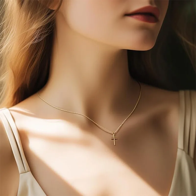 14k Gold Women Cross Fashion Necklace